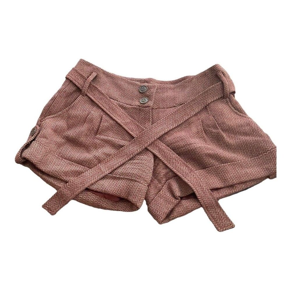 Vintage To The Max Tweed Wool Blend Brown Shorts Size 6